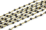 CLOSE OUT SALE!!! 1 Yard / 3 Feet !!! 6mm or 8mm Hematite Rosary Chain- Brass Wire - Rosary Style Chain
