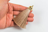 JUMBO SILK TASSEL Silk Tassels Tassles High Quality Extra Super Thick 4 pcs- Gold Capped
