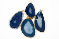 AA-QUALITY Extra-polished Agate Slices Wrapped in Gold- Blue Color- Hand Selected!