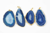 AA-QUALITY Extra-polished Agate Slices Wrapped in Gold- Blue Color- Hand Selected!