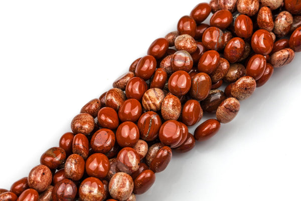 Natural Red Jasper-Puffy Oval- 8x10mm-Special Shape- Full Strand Gemstone Beads