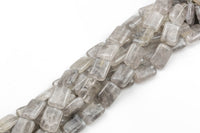 Natural Cloudy Quartz-Puffy Rectangle- 13x18mm-Special Shape- Full Strand Gemstone Beads