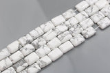 Natural White Howlite - Puffy Rectangle - 13x18mm - Special Shape- Full Strand Gemstone Beads