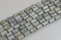 Natural Labradorite - Faceted Barrel Beads- High Quality- 10x14mm- Full Strand 16" - 22 Pieces Gemstone Beads