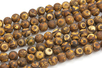 Natural Dzi Beads Dark Brown Eye Matt Round Beads 8mm 10mm. A Quality Full Strand Gemstone Beads