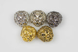 Lion Head 11*13mm Bead Pewter - Gold, Rose Gold, Silver, Gunmetal