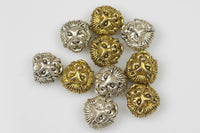 Lion Head 11*13mm Bead Pewter - Gold, Rose Gold, Silver, Gunmetal
