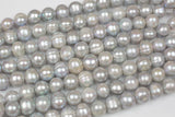 10mm Large Hole Freshwater Silver Pearl, 8 Inch Strand Big Hole Beads