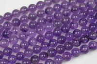 Natural A Quality AMETHYST Gemstone Beads Round 6mm 8mm 10mm- Medium Light Color Smooth Gemstone Beads