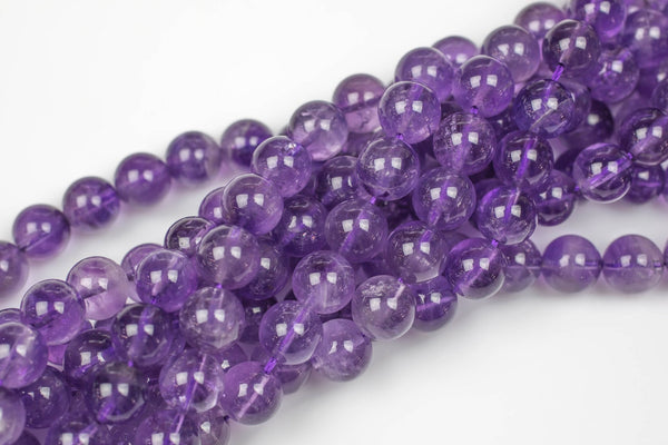 Natural A Quality AMETHYST Gemstone Beads Round 6mm 8mm 10mm- Medium Light Color Smooth Gemstone Beads