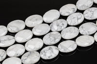 Natural White Howlite Jasper Faceted Oval- 18x25mm- Full Strand Gemstone Beads