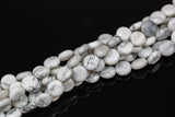 Natural White Howlite Jasper Puffy Coin- 12mm- Full Strand Gemstone Beads