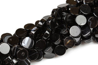 Natural Onyx Beads, Flat Coin, Full Strand Gemstone Beads