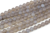 Natural Gray Agate, High Quality in Matte Round- 4mm, 6mm, 8mm, 10mm, 12mm Gemstone Beads