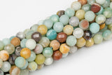 Natural AMAZONITE Beads faceted round sizes. 4mm, 6mm, 8mm, 10mm, 12mm, 14mm-Full Strand 15.5 inch Strand Gemstone Beads