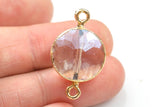 Champagne Crystal Wrapped In Gold Pendants Round Connector or Pendant- Medium18mm