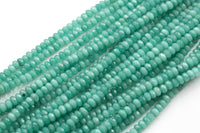 4mm JADE Faceted Roundel- Aqua Teal