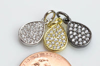 Teardrop CZ Charms Gold, Gunmetal, Silver Pave Small Charm p13g85, p13g86, p13g87