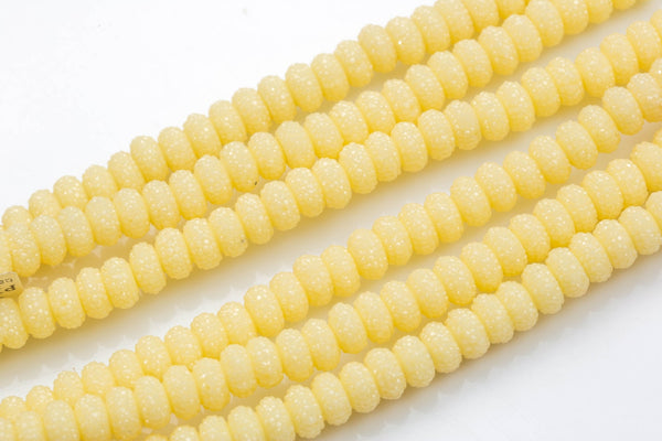 6mm 8mm 10mm Roundel Micro Pave In half strands- Light Creme Yello