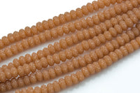 Natural 6mm 8mm 10mm Roundel Micro Pave In half strands- Creme Tan Gemstone Beads