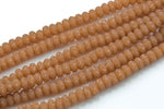 Natural 6mm 8mm 10mm Roundel Micro Pave In half strands- Creme Tan Gemstone Beads