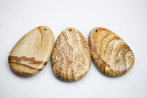 BEAUTIFUL CAREFULLY SELECTED Picture Jasper Pendants. Approximately 35mm*55mm (1 by 2 inches). One piece.