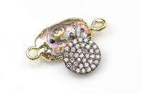 Coin CZ Gold, Gunmetal, Silver Pave Small Charm 10mm