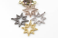 StarBurst North Star CZ Gold Pave 20mm Pendant