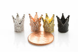 Cubic Zirconia Rhinestone Pave Crown 8x12-14mm CZ - Gold, Rose Gold, Gunmetal and Clear - Clear and Black Rhinestones - All Combinations