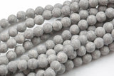 LARGE-HOLE beads!!! 8mm or 10mm Matt-finished Gray Silver-Mai Jasper. 2mm hole. 7-8" strands. Big Hole Beads