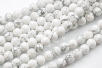 LARGE-HOLE beads!!! 8mm or 10mm smooth-finished round. 2mm hole. 7-8" strands. Smooth Howlite. Big Hole Beads