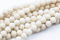 LARGE-HOLE beads!!! 8mm or 10mm Matte-finished round. 2mm hole. 7-8" strands. Fossil Coral. Big Hole Beads