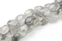 Natural Cloudy Quartz- Faceted Oval Beads-12x16mm- 13 Pieces- Special Shape AAA Quality Gemstone Beads