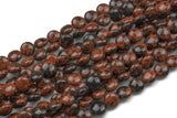 Natural MahoganyJasper Puffy Coin Beads-10mm- 41 Pieces- Special Shape- Full Strand- 16 Inches Gemstone Beads
