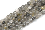 Natural Cloudy Quartz- Puffy Coin Beads-10mm- 41 Pieces- Special Shape- Full Strand- 16 Inches Gemstone Beads