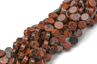 Natural Mahogany Jasper- Flat Coin- Beads-10mm- 40 Pieces- Special Shape- Full Strand- 16 Inches Gemstone Beads