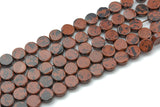 Natural Mahogany Jasper- Flat Coin- Beads-10mm- 40 Pieces- Special Shape- Full Strand- 16 Inches Gemstone Beads