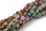 Natural Fancy Agate- Flat Coin- Beads-10mm- 40 Pieces- Special Shape- Full Strand- 16 Inches Gemstone Beads