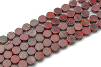 Natural Red Jasper- Flat Coin- Beads-10mm- 40 Pieces- Special Shape- Full Strand- 16 Inches Gemstone Beads