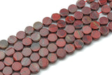 Natural Red Jasper- Flat Coin- Beads-10mm- 40 Pieces- Special Shape- Full Strand- 16 Inches Gemstone Beads