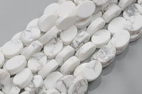 Natural Howlite- Flat Oval Beads-10x14mm- 28 Pieces- Special Shape- Full Strand- 16 Inches Gemstone Beads