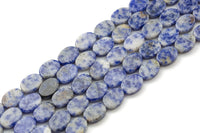 Natural Sodalite- Flat Oval Beads-10x14mm- 28 Pieces- Special Shape- Full Strand- 16 Inches Gemstone Beads