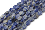 Natural Sodalite- Flat Oval Beads-10x14mm- 28 Pieces- Special Shape- Full Strand- 16 Inches Gemstone Beads