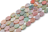 Natural Fancy Agate- Flat Oval Beads-10x14mm- 28 Pieces- Special Shape- Full Strand- 16 Inches Gemstone Beads