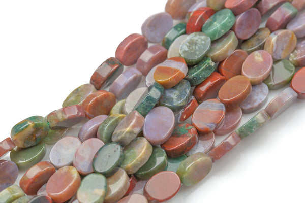 Natural Fancy Agate- Flat Oval Beads-10x14mm- 28 Pieces- Special Shape- Full Strand- 16 Inches Gemstone Beads