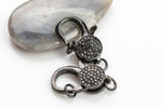 Pave CZ Lobster Large Size 14*24mm- Gunmetal With Black Stone