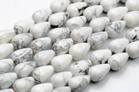 Natural Howlite- Teardrop- Beads- 2 Sizes- Special Shape- Full Strand- 16 Inches Smooth Gemstone Beads