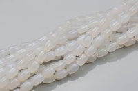 Natural White Chalcedony- Barrel Shape- 8*12mm-32 Pieces- Special Shape- Full Strand- 16 Inches Gemstone Beads