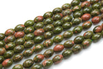 Natural Unikite Jasper- Barrel Shape-3 Sizes- Special Shape- Full Strand- 16 Inches Gemstone Beads