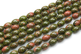 Natural Unikite Jasper- Barrel Shape-3 Sizes- Special Shape- Full Strand- 16 Inches Gemstone Beads